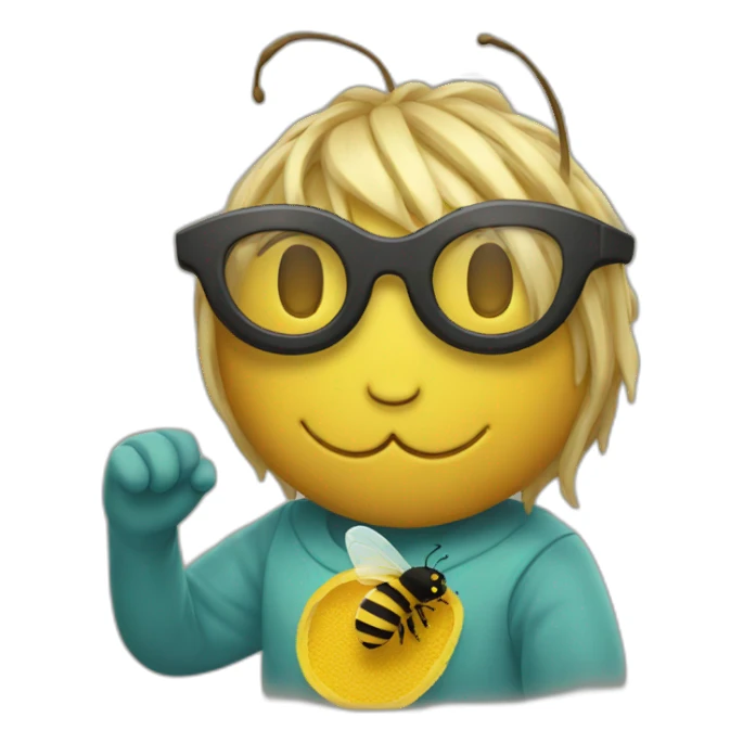 Un chat avec une abeille sticker