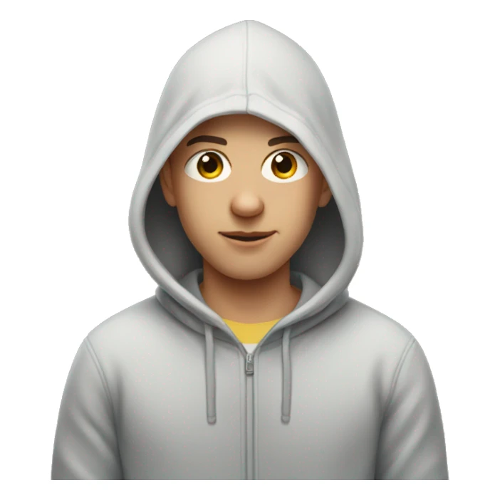 bald boy in hoodie indoors sticker