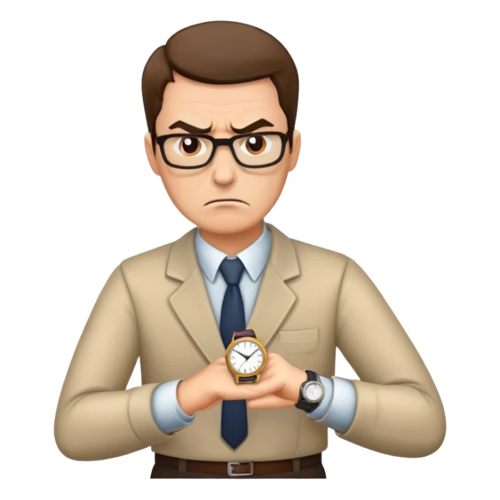 angry teacher is looking at the whatch sticker