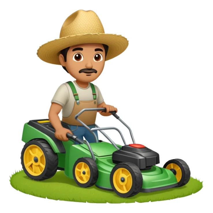 Mexican man with lawnmower sticker