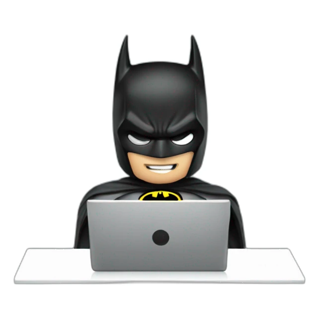 batman working on laptop sticker