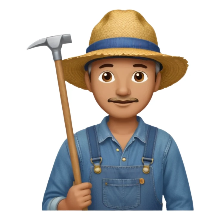 Farmer man – Straw hat, hoe on shoulder
 sticker