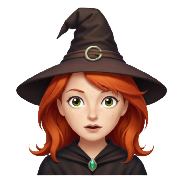 Red haired witch, sassy, rolling eyes upwards sticker
