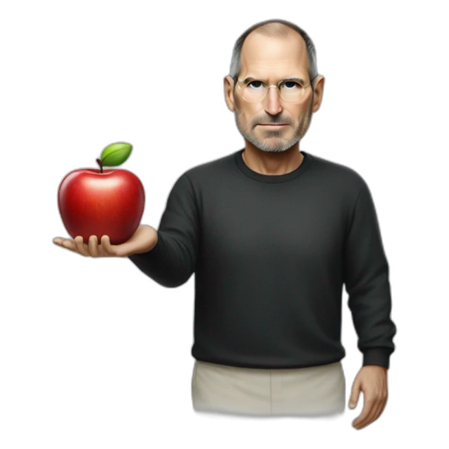 Steve jobs with apple head sticker