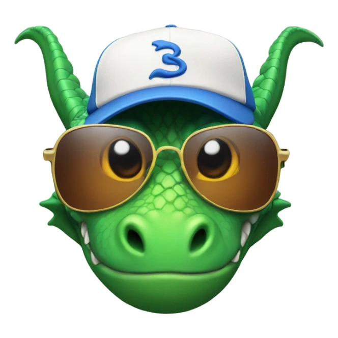 Dragon, sunglasses, baseball cap backwards sticker