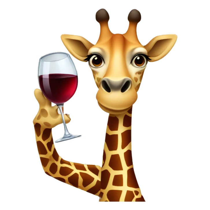 French giraffe holding red wineglass sticker