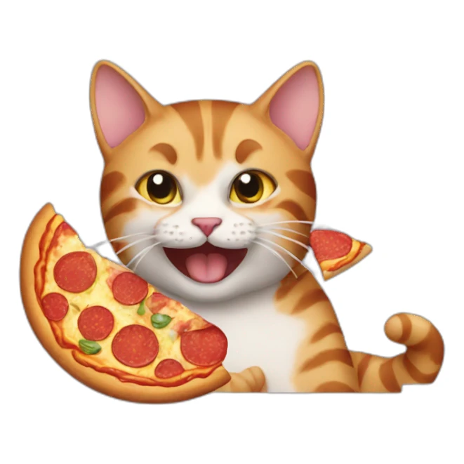 cat eat pizza sticker