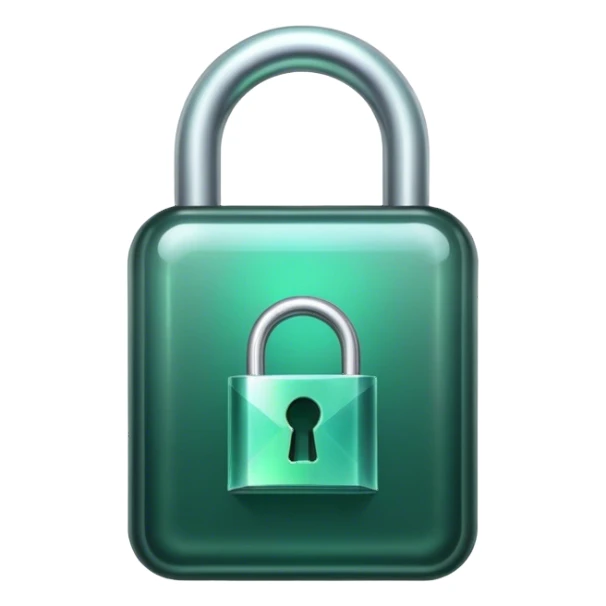 Holographic and glassmorphic dark green lock sticker