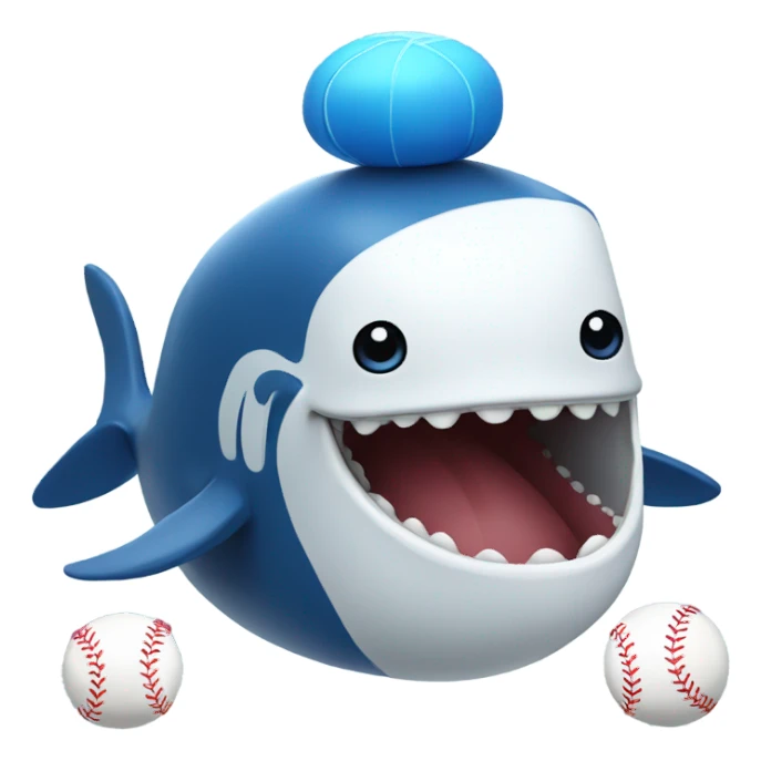 Whale with a blue baseball sticker