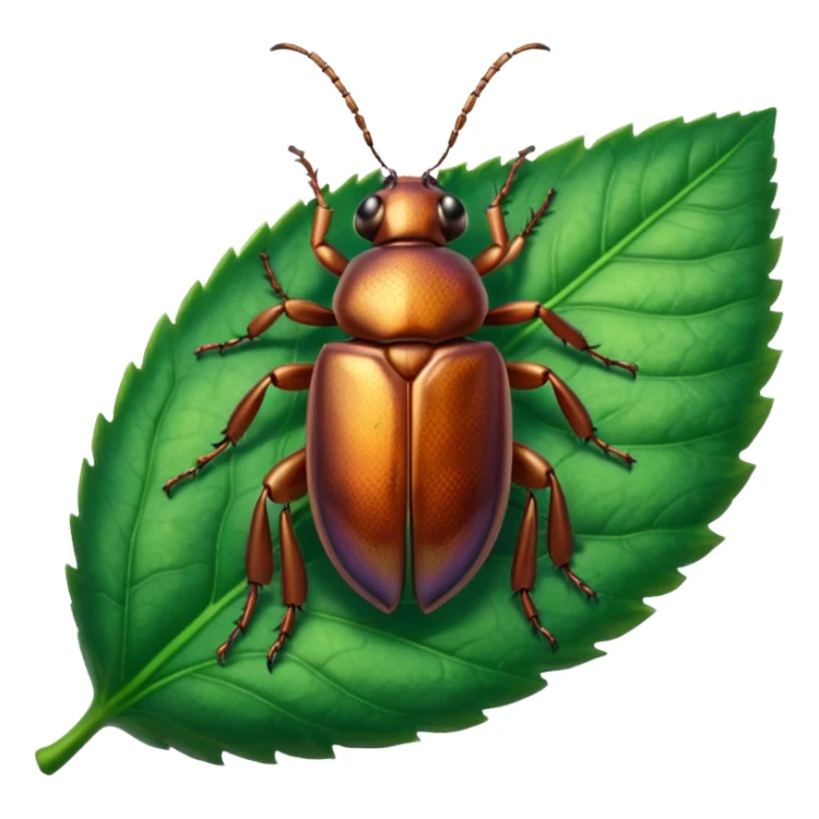 a brown beetle on leaf sticker