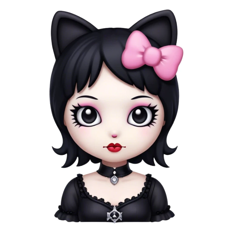 goth hello kitty lady sticker