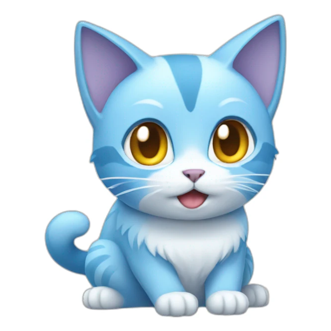 Sitting-bicolor-light-blue-cat-ice-pokemon sticker