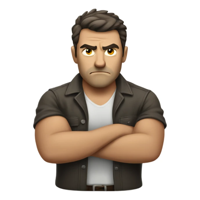 caucassian man crossed arms angry sticker