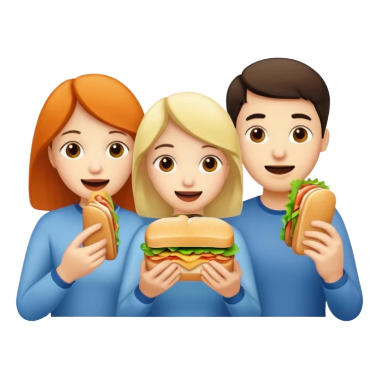 three people eating sandwich sticker