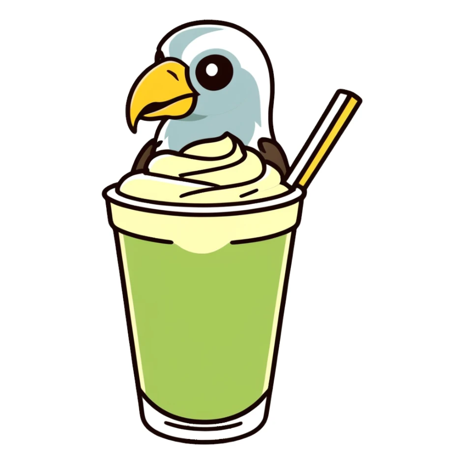 Ein Geier mit einem Iced Matcha Latte in der Hand sticker