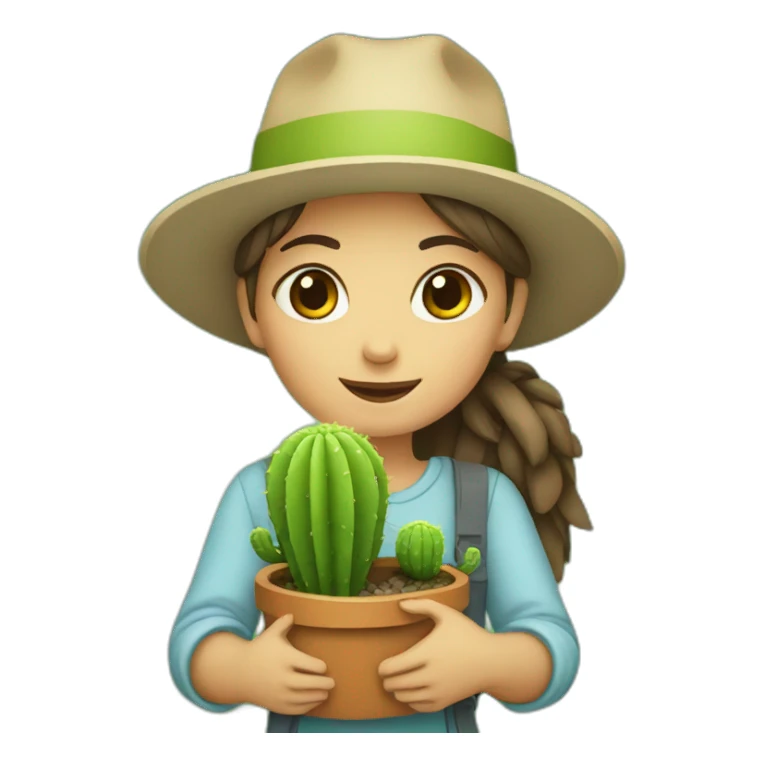 A girl holding a cactus sticker