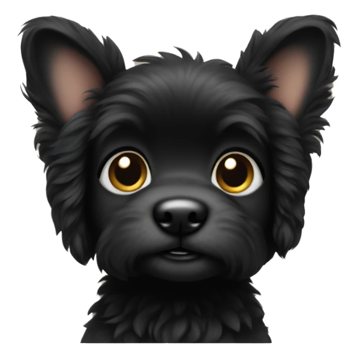 Fluffy black puppy with point ears sticker