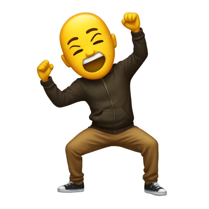 An emoji making a dab sticker