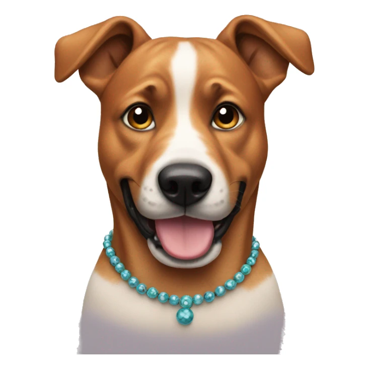 Dog with bead earrings on sticker
