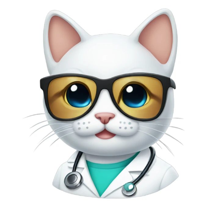 smiling doctor cat wearing black sunglasses sticker