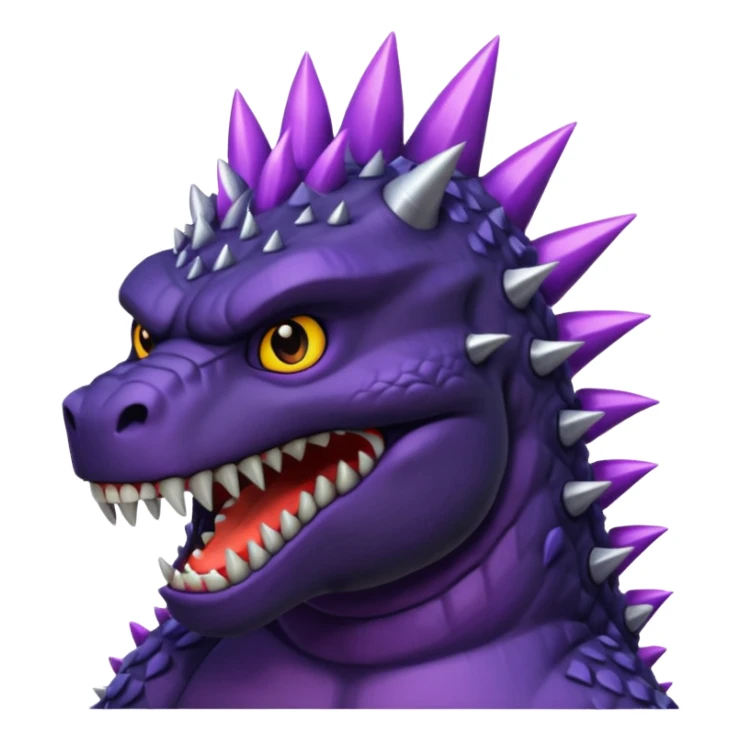 Godzilla black, purple spikes sticker