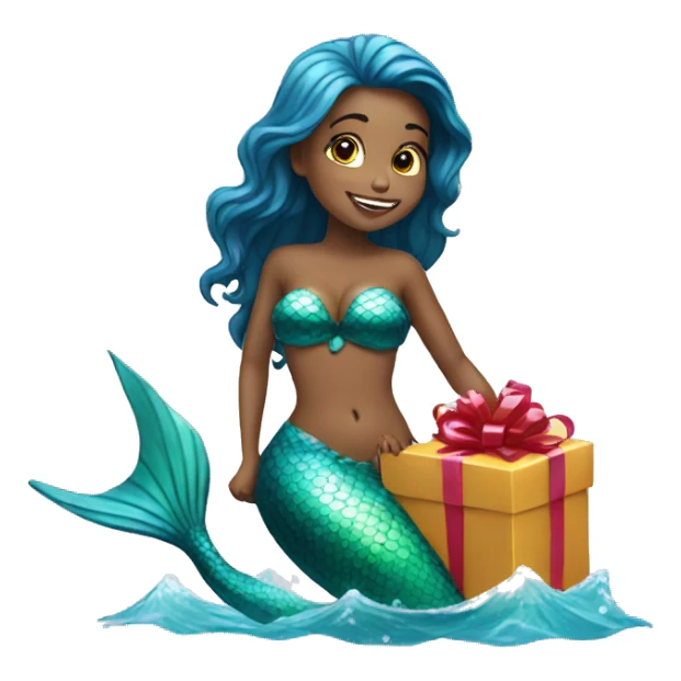 mermaid with a gift sticker