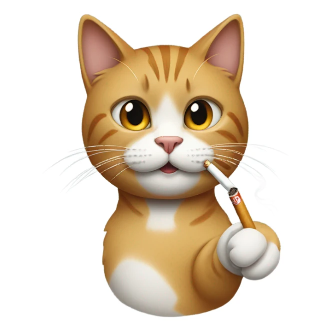 cat smoking a cigarette sticker