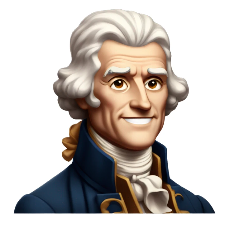 Thomas Jefferson smiling and winking with one eye sticker