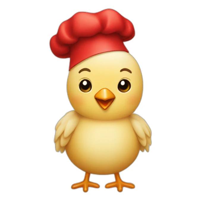 beige chick with a red chef's hat  sticker