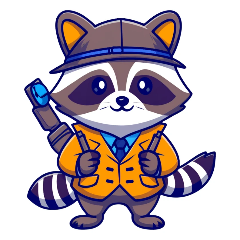 Raccoon detective solving a mystery sticker