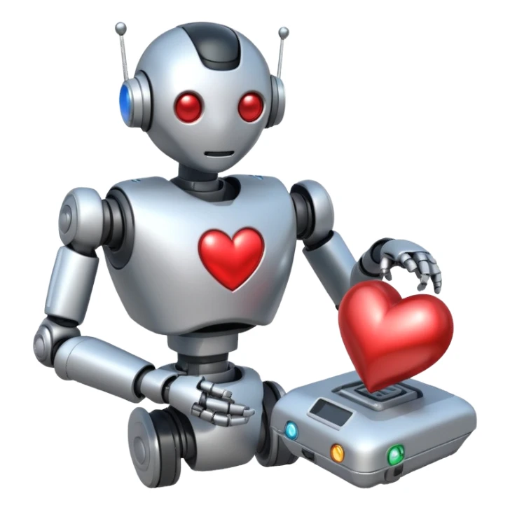 нло затягивает лучом сердце из груди лежащего робота sticker