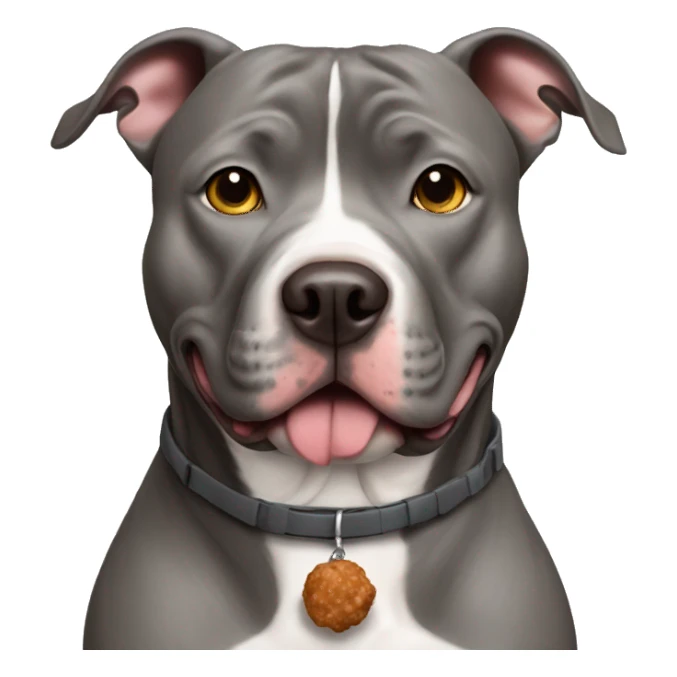  gray pitbull with meatballs on collar sticker