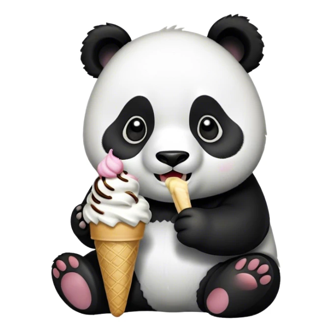 Panda eating ice cream sticker