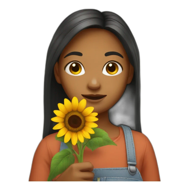 Girl holding sunflower sticker
