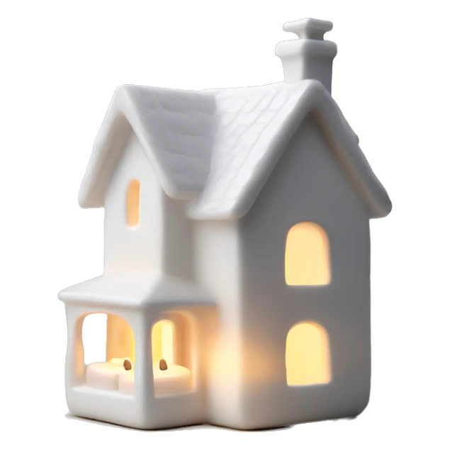 white ceramic home with candle lit ins sticker