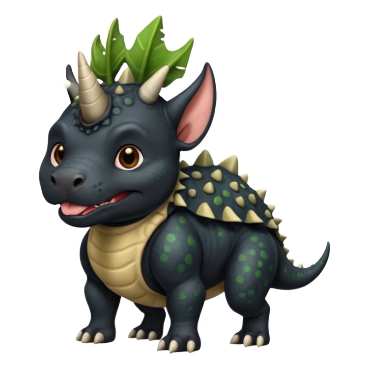 Black pibull dressed as a triceratops black sticker