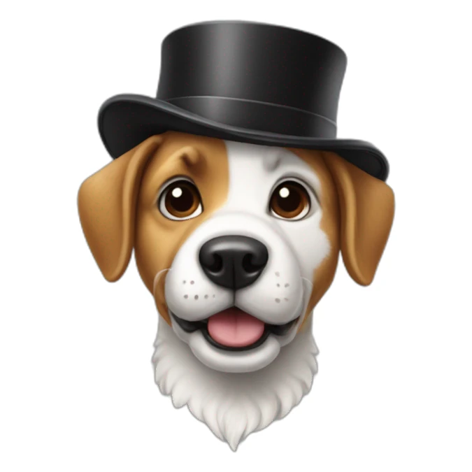 a dog with charles chaplin hat sticker