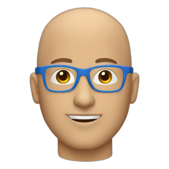 bald guy with blue frame glasses sticker