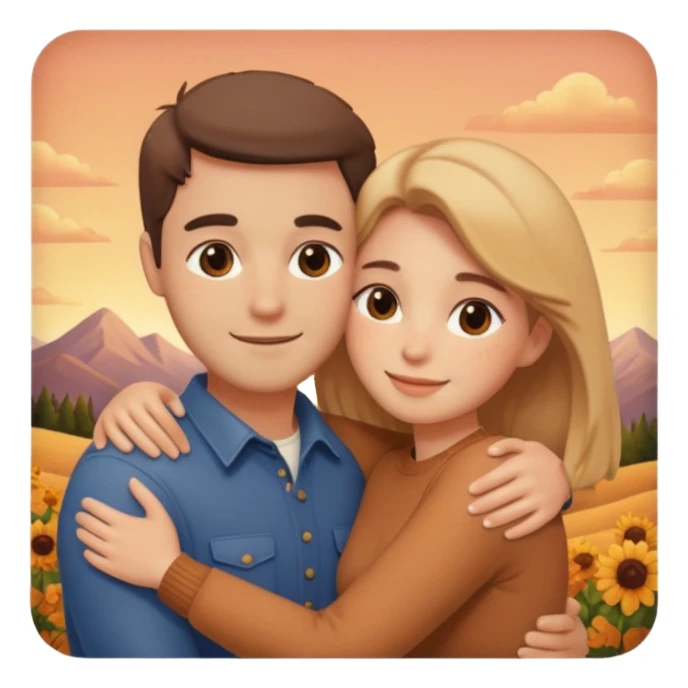 Couple hugs polaroid sticker