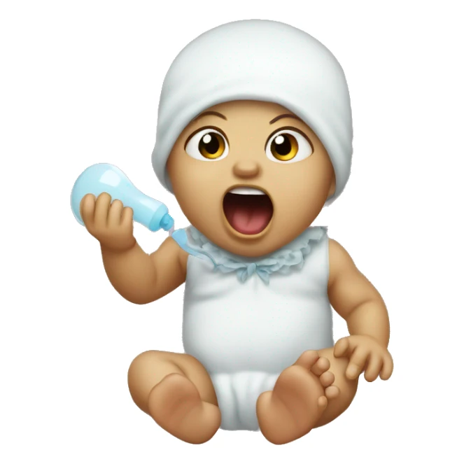 baby screaming with pacifier in hand sticker