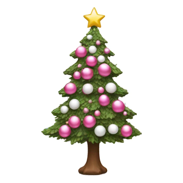 Pink Christmas tree with white ornaments  sticker