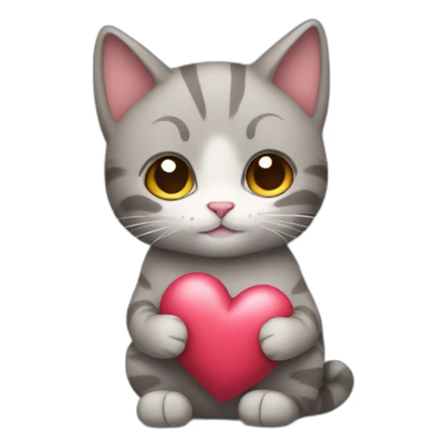cat with heart in the arm sticker