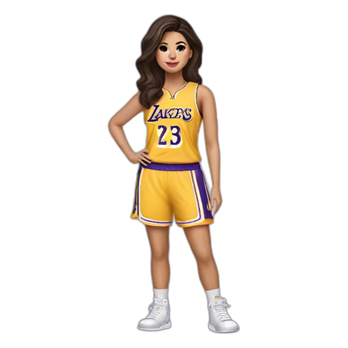 selena gomez with yellow lakers jersey sticker