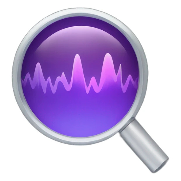 Magnifying glass over a sound wave sticker