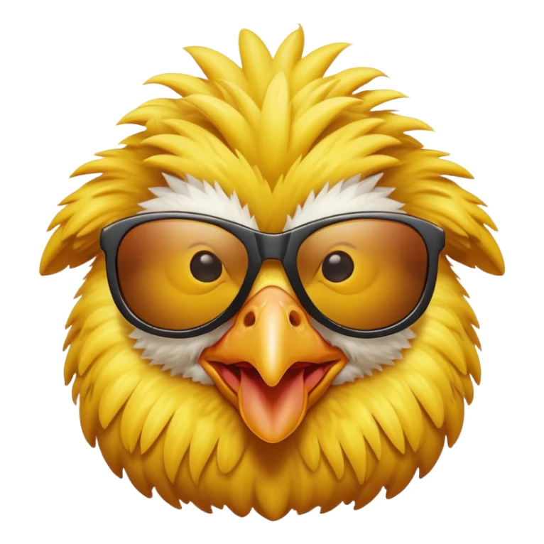 A comical chicken with exaggerated features, wearing sunglasses sticker