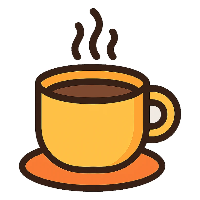 coffee cup icon, color outlines, warm and inviting sticker