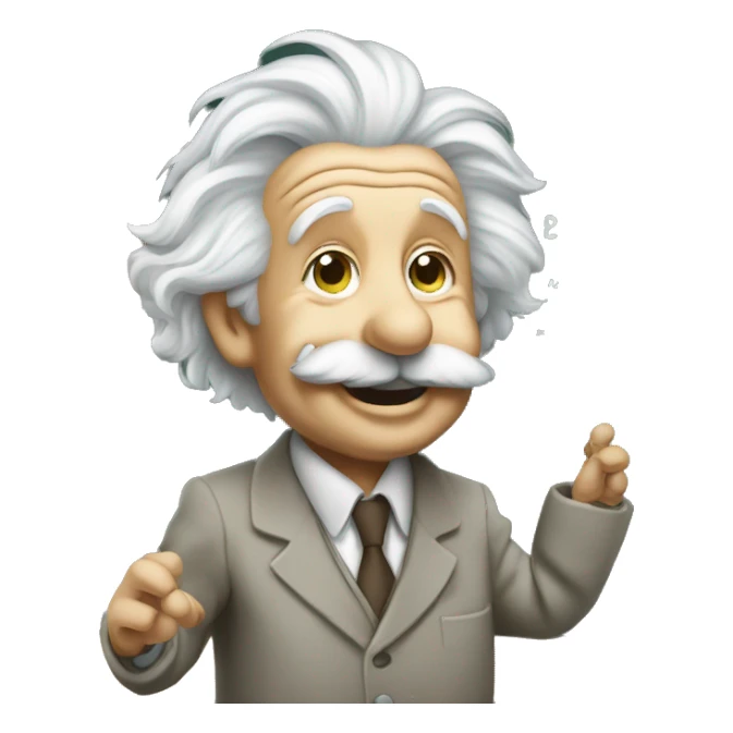 happy albert einstein calculates on the board sticker