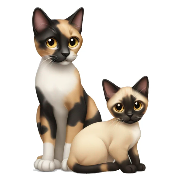 Calico cat and siamese kitten  sticker