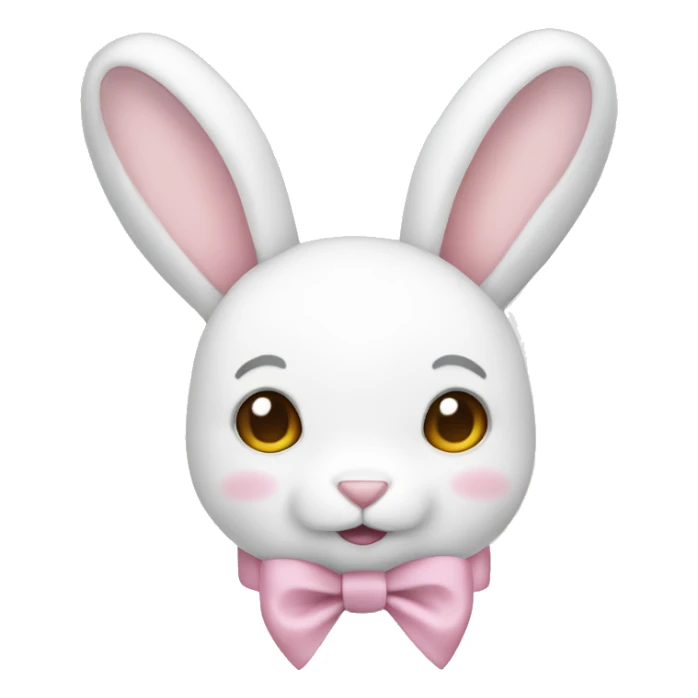 White plush rabbit with light pink bow sticker