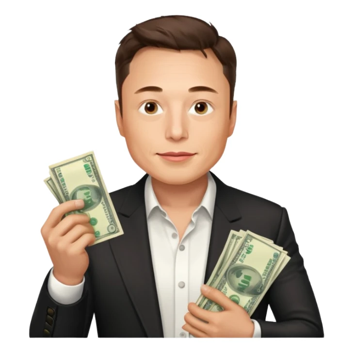 elon musk holding money sticker